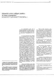 Etudes sur les disparités entre collèges publics : le corps enseignant. | LEVY, Jacques