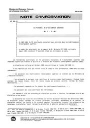 Personnels (les) de l'enseignement supérieur 1987-1988. | France. Ministère de l'Education nationale (MEN). Direction de l'évaluation et de la prospective (DEP). Bureau 2
