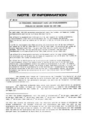 Le personnel enseignant dans les établissements publics du second degré en 1987-1988 | RADICA, Kristel