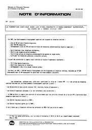 Formation (la) continue dans les établissements d'enseignement supérieur, au cours de l'année civile 1987. | BOURDERY, Marie-Madeleine