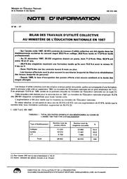 Bilan des travaux d'utilité collective au ministère de l'Education nationale en 1987. | HATEM, Frank