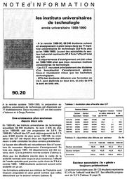 Les instituts universitaires de technologie. Année universitaire 1989-1990 | DETHARE, Brigitte