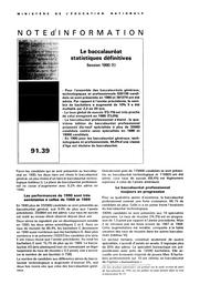 Le baccalauréat ; statistiques définitives, session 1990 | CASABIANCA, Marthe
