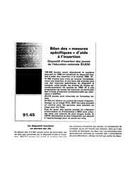 Bilan des mesures spécifiques d'aide à l'insertion ; dispositif d'insertion des jeunes de l'Education Nationale (DIJEN). | HATEM, Frank