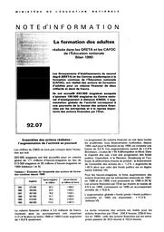 La formation des adultes réalisée dans les GRETA et les CAFOC de l'Education Nationale ; bilan 1990 | BAUDRY, Josette