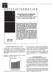 Les personnels enseignants des classes sous contrat des premier et second degrés : privé, France métropolitaine, 1990-1991 / Jacques Blutte | BLUTTE, Jacques. Auteur