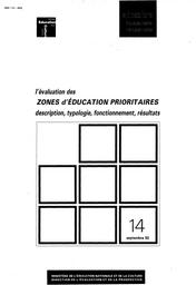 Evaluation (l') des zones d'éducation prioritaires ; description, typologie, fonctionnement, résultats. | LIENSOL, Bruno