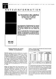 Formation (la) des adultes réalisée dans les GRETA de l'Education nationale ; bilan 1991. | BAUDRY, Josette