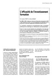 Efficacité (l') de l'investissement formation. | MEURET, Denis