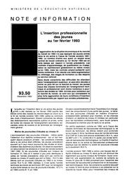 Insertion (l') professionnelle des jeunes au 1er février 1993. | REBIERE, Christine