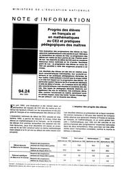 Progrès des élèves en français et en mathématiques au CE2 et pratiques pédagogiques des maîtres. | SERRA, Nathalie