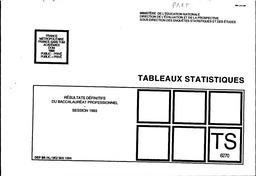 Résultats définitifs du baccalauréat professionnel. Session 1993. | ROBIN, Naghmeh