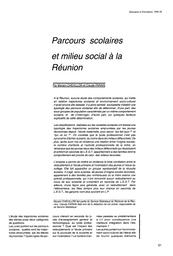 Parcours scolaires et milieu social à la Réunion. | CHEVILLON, Myriam