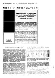 Diplômes (les) et les unités de contrôle capitalisables délivrés en formation continue en 1993. | HATEM, Frank