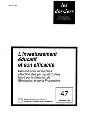 Investissement (l') éducatif et son efficacité. | AGULHON, Catherine