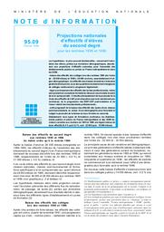 Projections nationales d'effectifs d'élèves du second degré pour les rentrées 1995 et 1996. | LIENSOL, Bruno