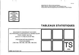 Mouvements concernant les corps des personnels enseignants du premier degré pour l'année 1992-1993 ; prévisions des mouvements pour les années 1993-1994 à 1996-1997. Public. | MAYOU, Geneviève