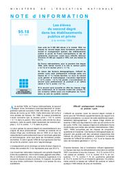 Elèves (les) du second degré dans les établissements publics et privés à la rentrée 1994. | MAETZ, Isabelle
