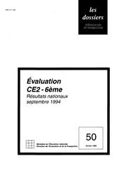 Evaluation CE 2-6ème. Résultats nationaux, septembre 1994. | COLMANT, Marc