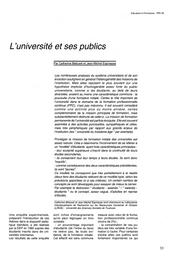 Université (l') et ses publics. | BEDUWE, Catherine