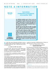 Zones (les) d'éducation prioritaires à la rentrée 1994. | BRIZARD, Agnès