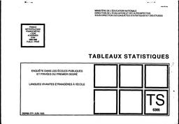 Enquête dans les écoles publiques et privées du premier degré. Langues vivantes étrangères à l'école. Public, privé. Année 1994-1995. | PORCEDDU, Pierrette