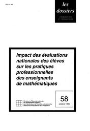 Impact des évaluations nationales des élèves sur les pratiques professionnelles des enseignants de mathématiques. | DUPUIS, Claire