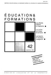 Projection du système éducatif : 1995-2004 ; les effectifs d'élèves et d'apprentis ; les sorties par niveau de formation ; les besoins en nouveaux enseignants. | BARAILLE, Jean-Paul