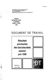 Résultats provisoires des baccalauréats ; session juin 1996. | LIAIGRE, Alain