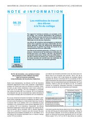 Méthodes (les) de travail des élèves à la fin du collège. | FABRE CORNALI, Dominique
