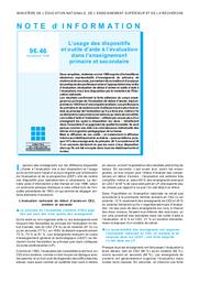 Usage (l') des dispositifs et outils d'aide à l'évaluation dans l'enseignement primaire et secondaire. | ALLUIN, François