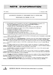 Les effectifs scolaires de l'enseignement public du second degré. Statistiques de la rentrée 1979-1980 | France. Ministère de l'Education nationale (MEN)