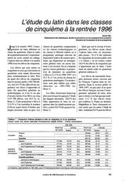 Etude (l') du latin dans les classes de cinquième à la rentrée 1996. | NIEL, Xavier
