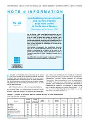 Situation (la) professionnelle des jeunes lycéens sept mois après la fin de leurs études ; observation au 1er février 1996. | EVEN, Michèle