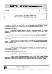 Lenseignement Du Premier Degré Privé Situation Des Effectifs D