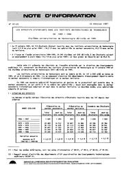 Effectifs (les) d'étudiants dans les instituts universitaires de technologie en 1985-1986. Diplômes universitaires de technologie délivrés en 1985. | FLAMMANG, Béatrice