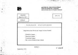 Etablissements publics du second degré ; répartition des élèves par langue vivante étudiée, cycle, classe. 1971-1972. | France. Ministère de l'éducation nationale (MEN). Direction chargée de la prévision (DIPRE). Service central des statistiques et sondages (SCSC). Bureau 9 - Département de la Documentation et de l'Information Statistiques