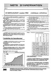 Le baccalauréat, session 1983, statistiques définitives | FLAMMANG, Béatrice