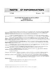 Statistique des examens du baccalauréat, session de 1972 : Résultats définitifs / Ministère de l'éducation nationale. Service central des statistiques | France. Ministère de l'éducation nationale (MEN). Service central des statistiques (SCS)