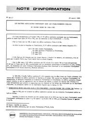 Les maîtres auxiliaires enseignant dans les établissements publics du second degré en 1984-1985 | LE CONTEL, Raymonde