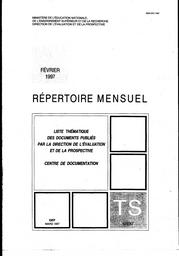 Liste thématique des documents publiés par la direction de l'évaluation et de la prospective. Février 1997. | PAYRAS, Chantal