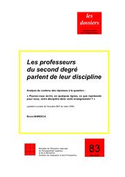 Professeurs (les) du second degré parlent de leur discipline. | GUILLAUME, François-Régis