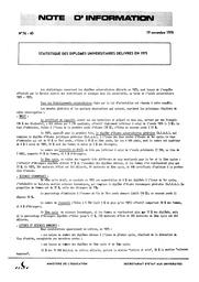 Statistique des diplômes universitaires délivrés en 1975 | France. Ministère de l'Education nationale (MEN)