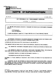 Les personnels de l'enseignement supérieur 1986-1987 | France. Ministère de l'Education nationale (MEN). Direction de l'évaluation et de la prospective (DEP). Bureau 2