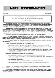 Informations statistiques sur les personnels de l'enseignement supérieur, 1981-1982 | DPES 5