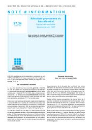 Résultats provisoires du baccalauréat ; France métropolitaine ; session de juin 1997. | RAULIN, Emmanuel