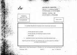 Classes préparatoires aux grandes écoles. Document en six tomes donnant la carte des préparations 1974-1975. | France. Ministère de l'Education nationale (MEN)