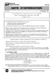 L'orientation des bacheliers 1985 à la rentrée dans l'enseignement supérieur 1985-1986 (rappel 1975) | CASABIANCA, Marthe