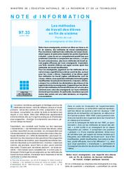 Méthodes (les) de travail des élèves en fin de sixième ; points de vue des enseignants et des élèves. | STEFANOU, Alexia