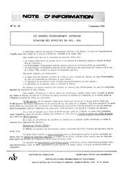 Les bourses d'enseignement supérieur ; Situation des effectifs en 1975-1976 | France. Ministère de l'Education nationale (MEN)